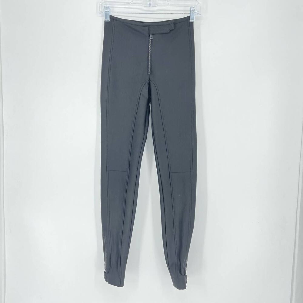 H&M High Rise Faux Leather Zipper Front Legging Size 2